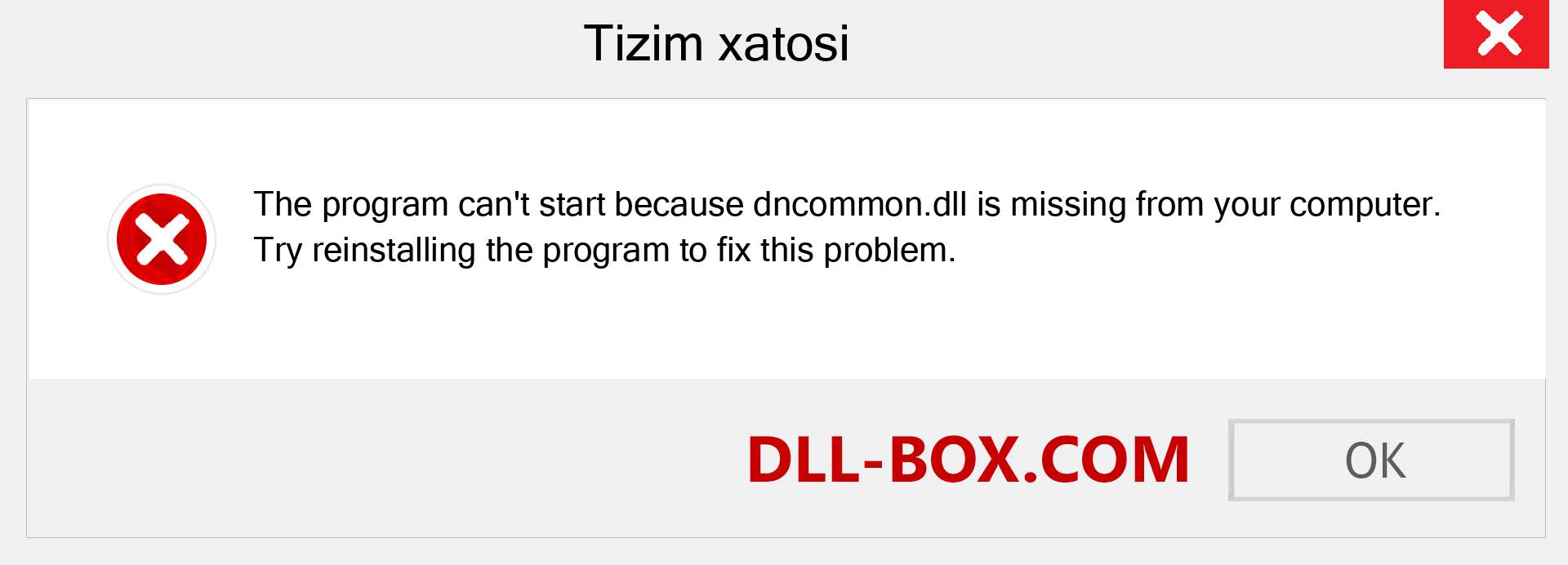 dncommon.dll fayli yo'qolganmi?. Windows 7, 8, 10 uchun yuklab olish - Windowsda dncommon dll etishmayotgan xatoni tuzating, rasmlar, rasmlar